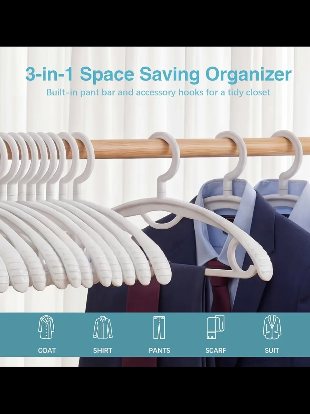 Non-Slip Heavy Duty Plastic Hangers - White - 10 Pack
